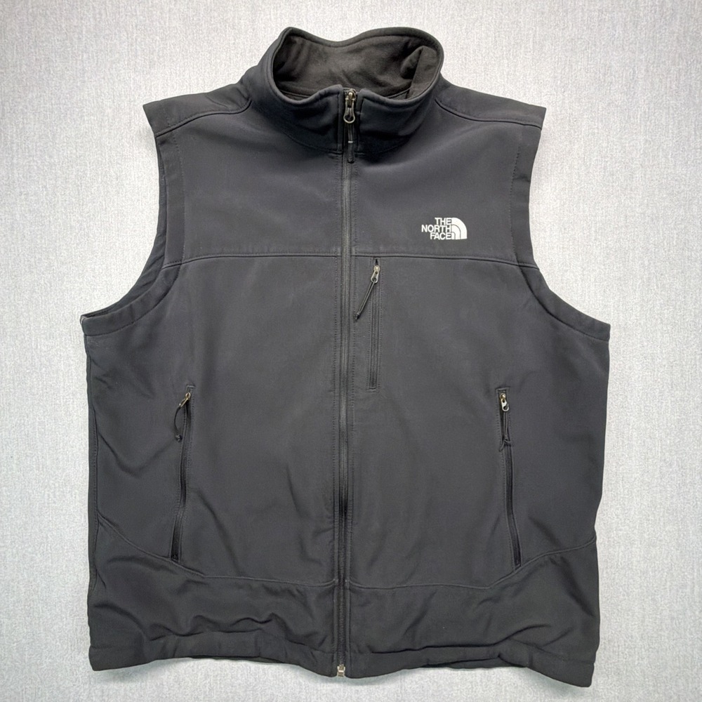 The North Face Vest Jacket‎ Mens XL Black Soft Shell Full Zip Fleece Lined